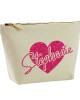Personalised glitter Heart personalised a name. Large Makeup Bag