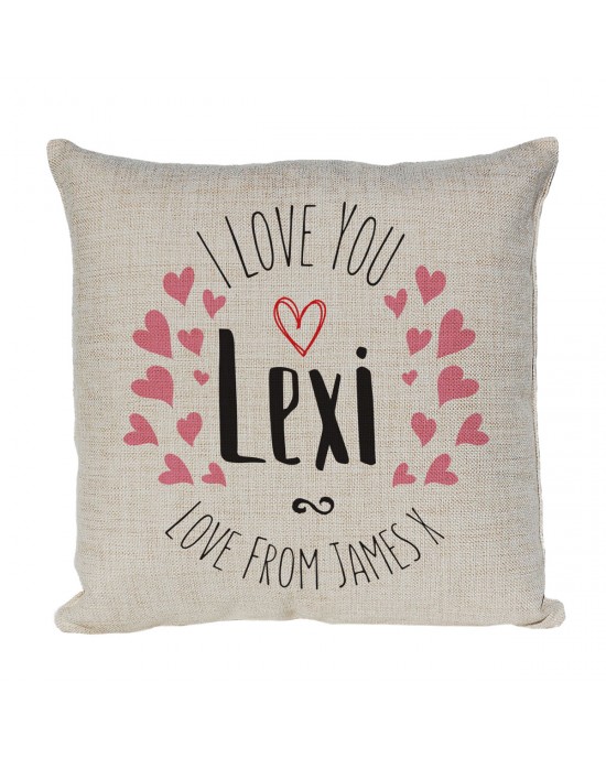 I Love You Cushion Personalised with names, Great gift for Valentines or just because