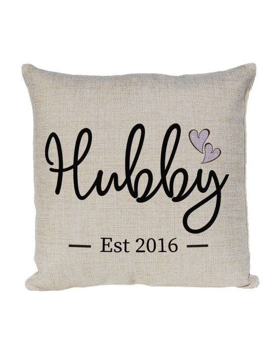 Personalised Hubby cushion perfect for the married couple. Matching Wifey available.