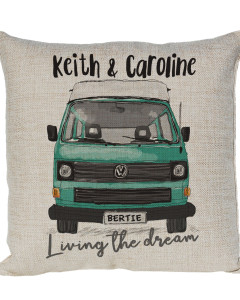 Personalised T2 Camper Van Round Lights Cushion, Choice of Colours