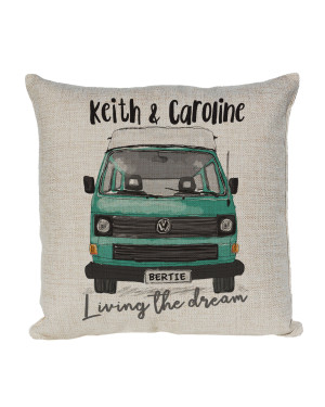 Personalised T2 Camper Van Round Lights Cushion, Choice of Colours Personalised T2 Camper Van Round Lights Cushion, Choice of Colours