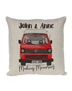 Personalised T2 Camper Van Round Lights Cushion, Choice of Colours Personalised T2 Camper Van Round Lights Cushion, Choice of Colours