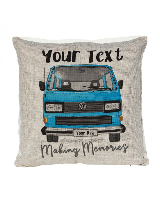 Personalised T2 VW Camper Van Cushion, Choice of Colours