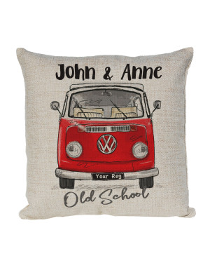 Personalised T3 Camper Van Round Lights Cushion, Old Camper Van Personalised T3 Camper Van Round Lights Cushion, Old Camper Van