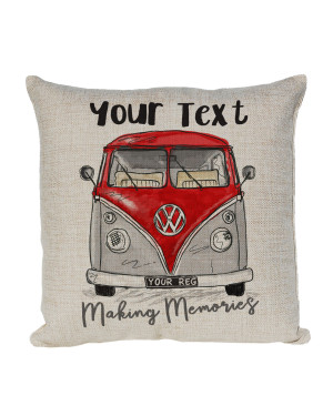 Personalised T1 Camper Van Round Lights Cushion, Choice of Colours Personalised T1 Camper Van Round Lights Cushion, Choice of Colours