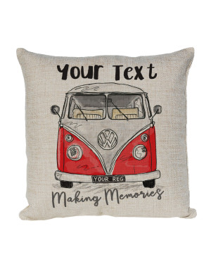 Personalised T1 Camper Van Round Lights Cushion, Choice of Colours Personalised T1 Camper Van Round Lights Cushion, Choice of Colours