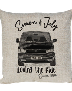 Personalised Linen cushion Printed with a V-DUB T4 Camper Van in colours