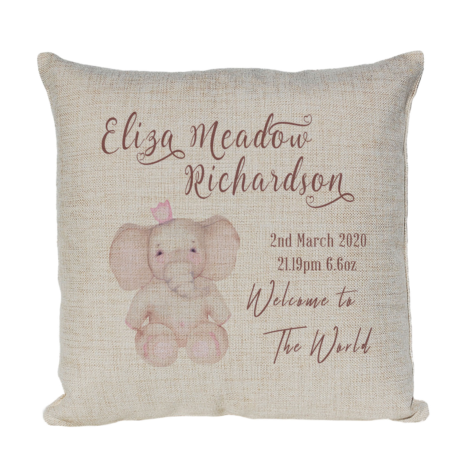 personalised baby girl cushion