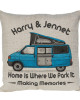 Personalised T4 Camper Van Cushion, Motor home cushion Hand Drawn Camper. Re-coloured To Your Van