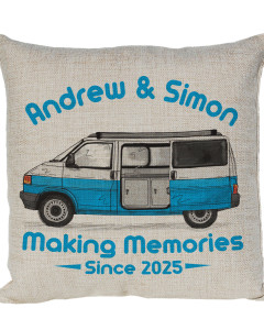 Personalised T4 Camper Van Cushion, Motor home cushion Hand Drawn Camper. Re-coloured To Your Van