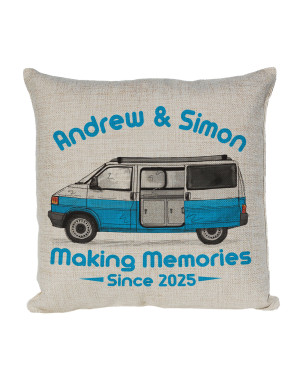 Personalised T4 Camper Van Cushion, Motor home cushion Hand Drawn Camper. Re-coloured To Your Van Personalised T4 Camper Van Cushion, Motor home cushion Hand Drawn Camper. Re-coloured To Your Van