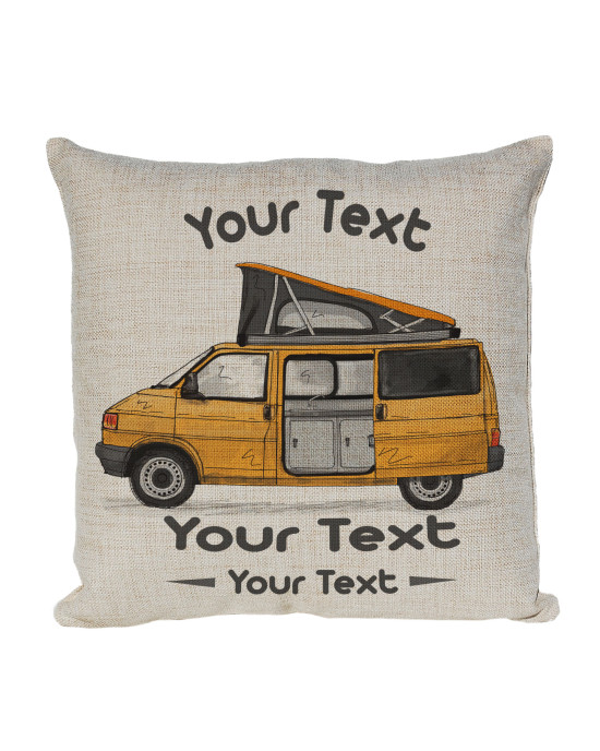 Personalised T4 Camper Van Cushion, Motor home cushion Hand Drawn Camper. Re-coloured To Your Van