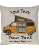 Personalised T4 Camper Van Cushion, Motor home cushion Hand Drawn Camper. Re-coloured To Your Van