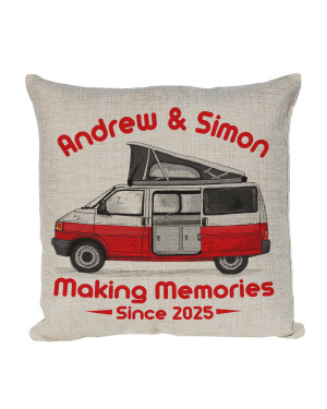 Personalised T4 Camper Van Cushion, Motor home cushion Hand Drawn Camper. Re-coloured To Your Van Personalised T4 Camper Van Cushion, Motor home cushion Hand Drawn Camper. Re-coloured To Your Van