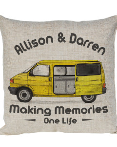 Personalised T4 Camper Van Cushion, Motor home cushion Hand Drawn Camper. Re-coloured To Your Van