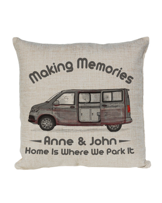 Personalised Camper Van Cushion T5 - T6, Motor home cushion Hand Drawn Camper. Re-coloured To Your Van