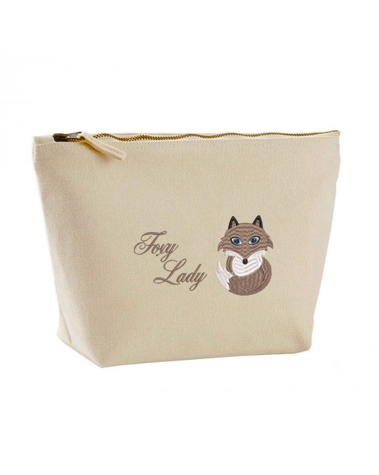 Embroidered Large Make-Up Bag Foxy Design 