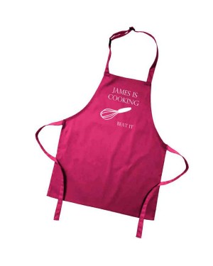 Kids Cooking Beat It.... Design, Fun Personalised Children's Coloured Aprons. Colour variations. Kids Cooking Beat It.... Design, Fun Personalised Children's Coloured Aprons. Colour variations.