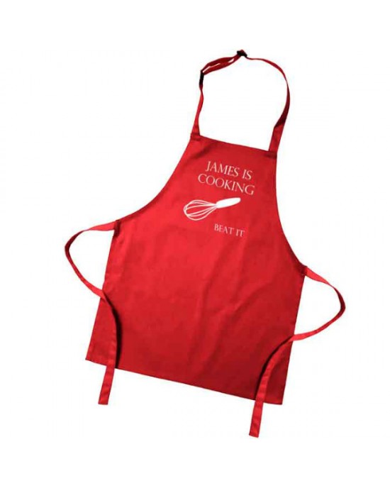 Kids Cooking Beat It.... Design, Fun Personalised Children's Coloured Aprons. Colour variations.