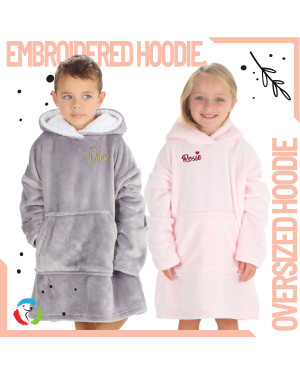 Personalised Kids Oversized Hoodie, Super Snuggly Plush Hoodie Baby Boy Girl Hoodie, Blanket Fleece Jumper 3yrs -6yrs