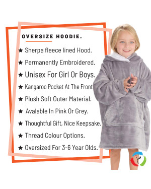 Personalised Kids Oversized Hoodie, Super Snuggly Plush Hoodie Baby Boy Girl Hoodie, Blanket Fleece Jumper 3yrs -6yrs