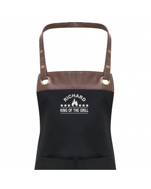 Premier Faux leather Trim Ladies/ Mens Personalised  Embroidered Apron Premier Faux leather Trim Ladies/ Mens Personalised  Embroidered Apron