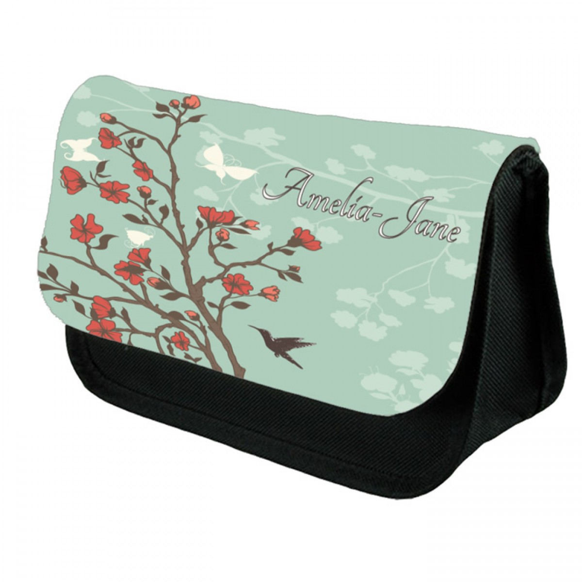 Green Floral Make Up Bag Personalised / Cosmetic Bag Perfect Gift Idea for Her. Favours ...