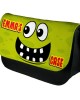 Personalised Funny Face Light Green Spotty Stationary Case, Make up Bag. Great Gift For School