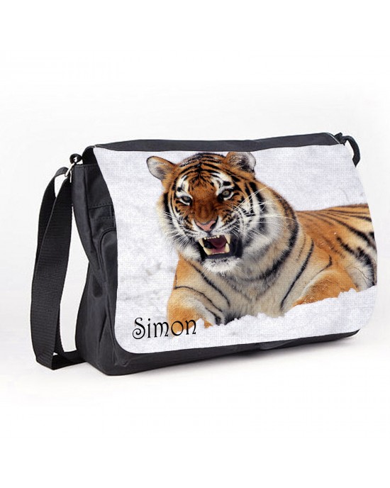 Tiger Teen Personalised Gift Messenger / School / Sleepover Large Bag.