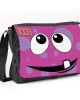 Personalised Funny face Pink Spotty Messenger / School / Sleepover Bag.