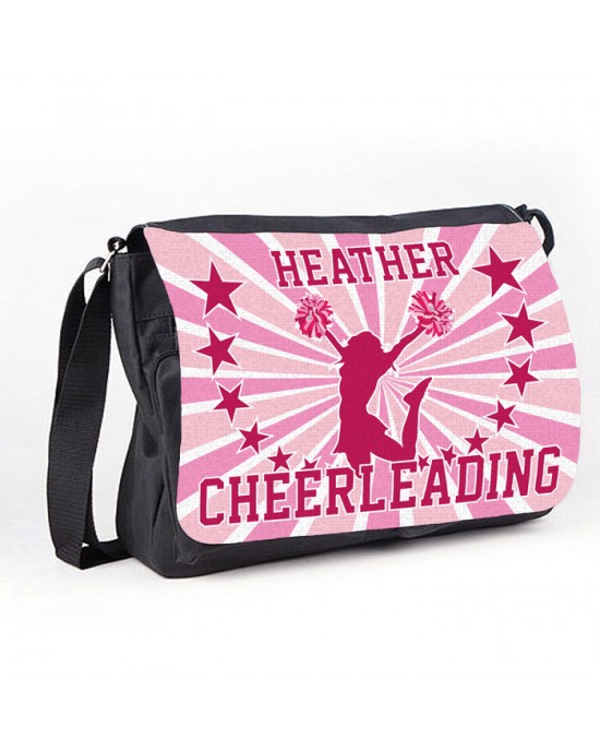 Cheerleading Star White Personalised Gift Messenger / School Teanager's Bag.
