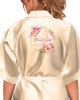 Personalised Satin Kimono Robe Printed with a pretty floral border, 