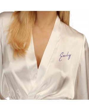 Simple Script Font Personalised Elegant Satin Kimono Robe For All The Wedding Party. Simple Script Font Personalised Elegant Satin Kimono Robe For All The Wedding Party.