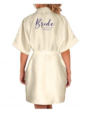 Simple Script Font Personalised Elegant Satin Kimono Robe For All The Wedding Party. Simple Script Font Personalised Elegant Satin Kimono Robe For All The Wedding Party.