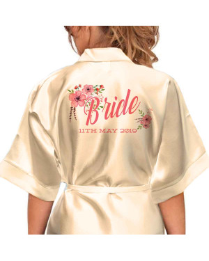 Adult Satin robe. Floral Bouquet Personalised Satin Robe,  Adult Satin robe. Floral Bouquet Personalised Satin Robe,