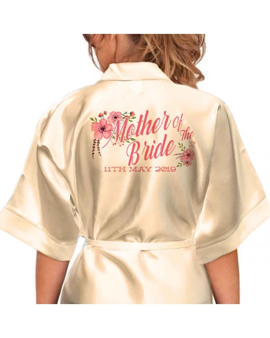 Adult Satin robe. Floral Bouquet Personalised Satin Robe, 