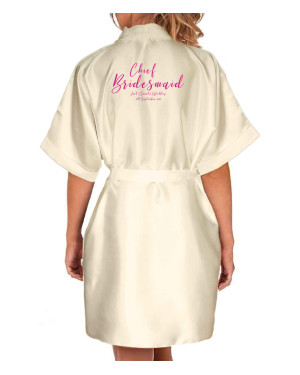 Personalised Elegant Satin Robe For All The Wedding Party. Bride, Bridesmaid, Flower Girl Personalised Elegant Satin Robe For All The Wedding Party. Bride, Bridesmaid, Flower Girl