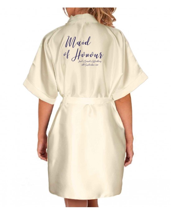 Personalised Elegant Satin Robe For All The Wedding Party Bride, Bridesmaid, Flower Girl