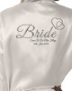 Personalised Satin Kimono /Robe Hearts Design 1. Bride, Bridesmaid, Maid of Honour, Mother of the Bride / Groom (Silver Effect)
