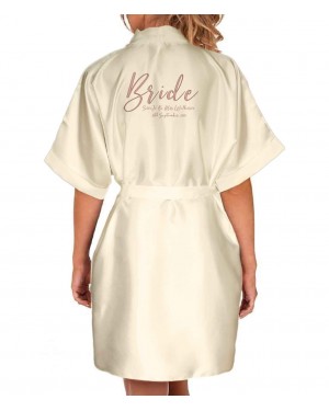 Personalised Elegant Satin Robe For All The Wedding Party. Rose Gold Print Bride, Bridesmaid, Flower Girl Personalised Elegant Satin Robe For All The Wedding Party. Rose Gold Print Bride, Bridesmaid, Flower Girl