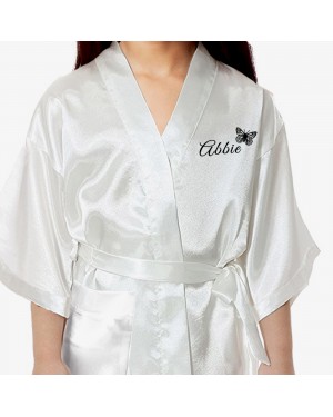 Children's / Kids Personalised satin robe. In Colours with the butterfly design to match the adult robe. Children's / Kids Personalised satin robe. In Colours with the butterfly design to match the adult robe.