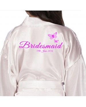 Children's / Kids Personalised satin robe. Beautiful Butterflies Personalised Ivory Satin Robe. Printed In Pink Children's / Kids Personalised satin robe. Beautiful Butterflies Personalised Ivory Satin Robe. Printed In Pink