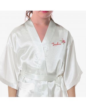 Children's Flower Girl robe. Floral Bouquet Personalised Satin Robe,  Children's Flower Girl robe. Floral Bouquet Personalised Satin Robe,