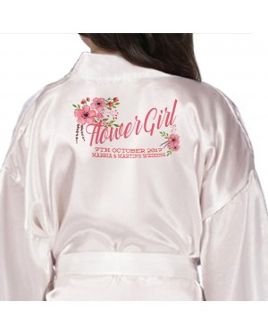 Children's Flower Girl robe. Floral Bouquet Personalised Satin Robe,  Children's Flower Girl robe. Floral Bouquet Personalised Satin Robe,
