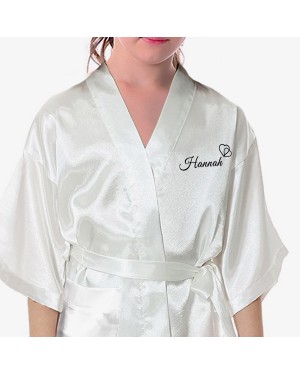 Children's / Kids satin wedding bridal party gown. Black Print Hearts, Flower Girl Robe, Bridesmaids Robe. Children's / Kids satin wedding bridal party gown. Black Print Hearts, Flower Girl Robe, Bridesmaids Robe.