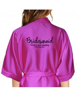 Bride, Flower Girl, Bridesmaid Satin Robe. Simple Script Front Design. Available in Colours Bride, Flower Girl, Bridesmaid Satin Robe. Simple Script Front Design. Available in Colours