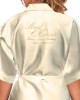 Beautiful Elegant Personalised Ivory Satin Robe. Silver & Gold Effect Text. Wedding Kimonos