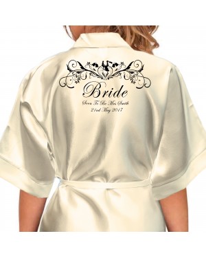 Personalised Satin Robe. Beautiful Bride & Groom Fancy Scroll Design. Personalised Satin Robe. Beautiful Bride & Groom Fancy Scroll Design.