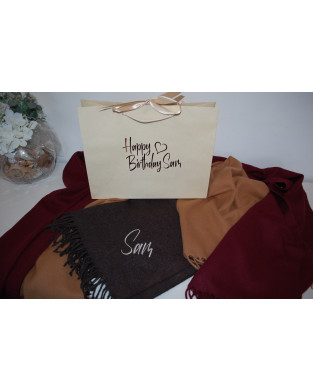 Personalised Ladies Classic Woven Scarf, Embroidered Scarf, Luxury Soft Touch Yarn, Perfect Mothers Day, Birthday, Christmas Gift, Optional Gift Bag