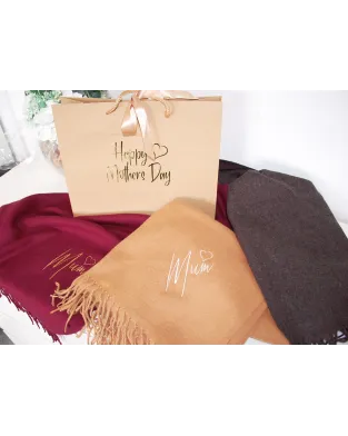 Personalised Ladies Classic Woven Scarf, Embroidered Scarf, Luxury Soft Touch Yarn, Perfect Mothers Day, Birthday, Christmas Gift, Optional Gift Bag